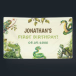 Tropical Jungle Reptile Kids Birthday Party Banner<br><div class="desc">Tropical Jungle Reptile Kids Birthday Party Banner</div>