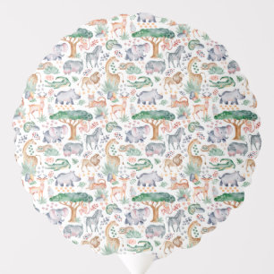 Tropical Jungle Safari Animals Baby Shower Balloon