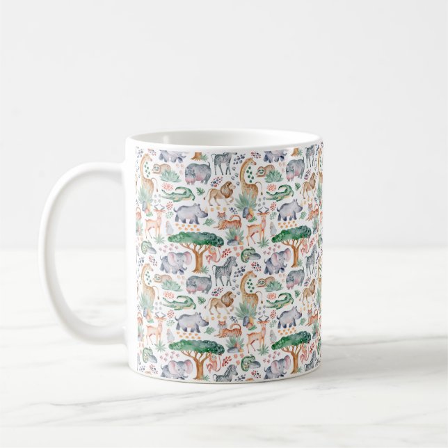 Tropical Jungle Safari Animals Baby Shower Coffee Mug (Left)
