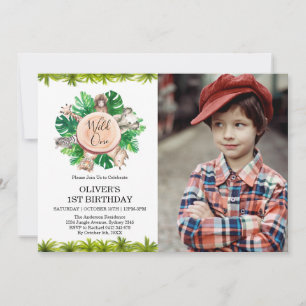 Tropical Jungle Safari Animals Baby Shower Invitation