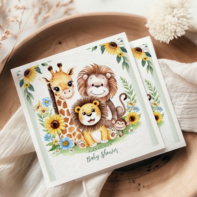 Tropical Jungle Safari Animals Baby Shower Napkins (Creator Uploaded)