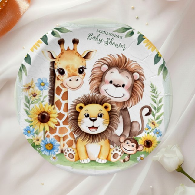 Tropical Jungle Safari Animals Baby Shower Paper Plates (Creator Uploaded)