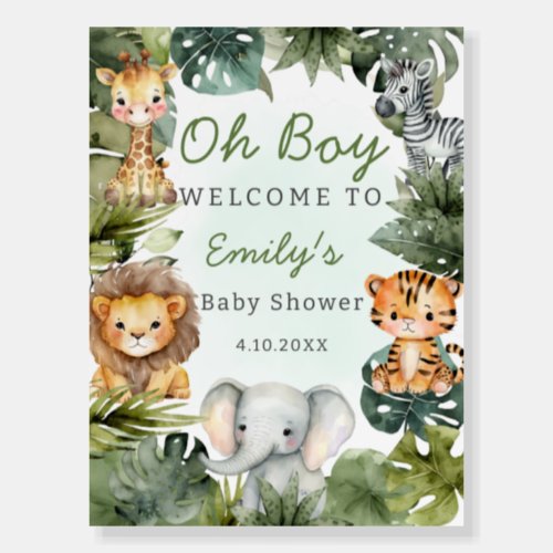  Tropical jungle safari animals baby shower welcom Foam Board