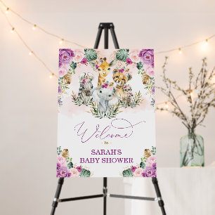 Tropical Jungle Safari Animals Baby Shower Welcome Foam Board