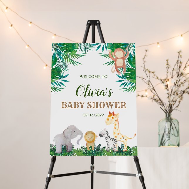 Tropical Jungle Safari Animals Baby Welcome Foam Board (In Situ (Stand))