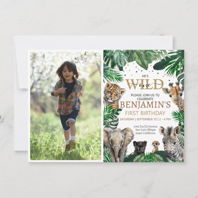 Tropical Jungle Safari Animals Birthday Invitation (Front)