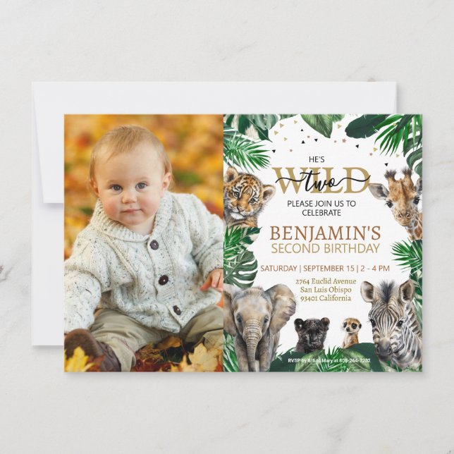 Tropical Jungle Safari Animals Birthday Invitation (Front)
