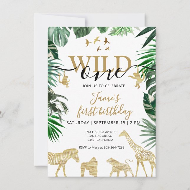 Tropical Jungle Safari Animals Birthday Invitation (Front)