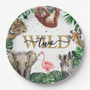 Tropical Jungle Safari Animals Birthday Paper Plates