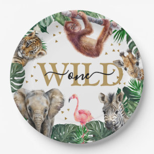 Tropical Jungle Safari Animals Birthday Paper Plates