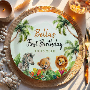 Tropical Jungle Safari Animals Birthday Paper Plates