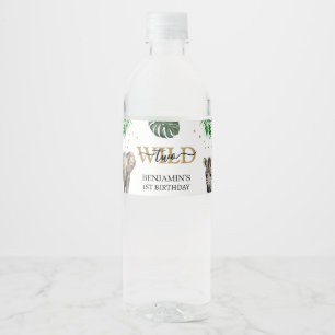 Tropical Jungle Safari Animals Birthday Water Bottle Label