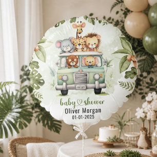 Tropical Jungle Safari Animals Blue Boy Baby Showe Balloon