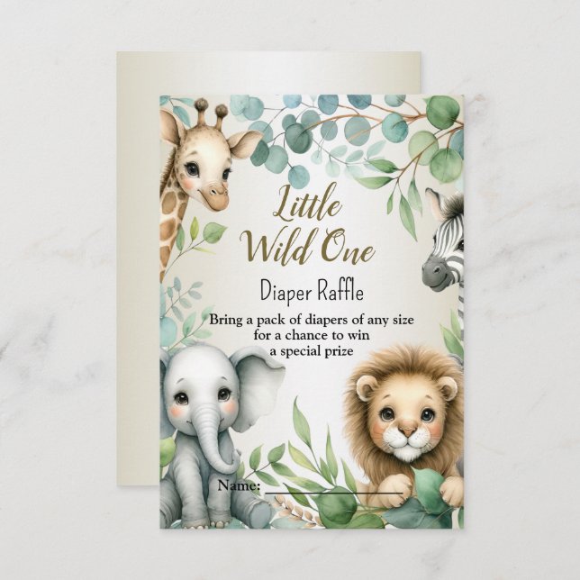 Tropical Jungle Safari Animals Boy Baby Shower Enclosure Card (Front/Back)