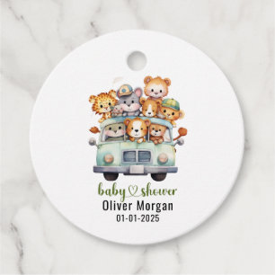 Tropical Jungle Safari Animals Boy Baby Shower Favor Tags