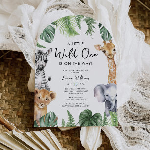 Tropical Jungle Safari Animals Boy Baby Shower Invitation