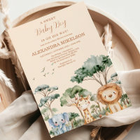 Tropical Jungle Safari Animals Boy Baby Shower