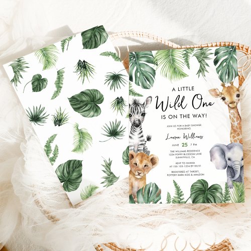 Tropical Jungle Safari Animals Boy Baby Shower Invitation