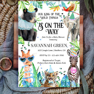 Tropical Jungle Safari Animals Boy Baby Shower Invitation
