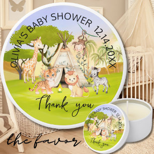 Tropical Jungle Safari Animals Boy Baby Shower Mini Candle Favors
