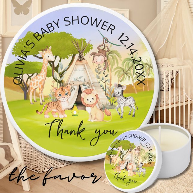 Tropical Jungle Safari Animals Boy Baby Shower  Mini Candle Favors (Creator Uploaded)