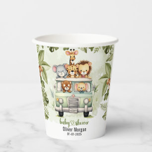 Tropical Jungle Safari Animals Boy Baby Shower Paper Cups