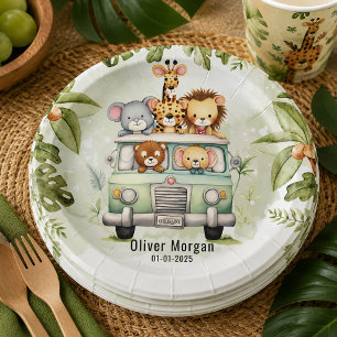 Tropical Jungle Safari Animals Boy Baby Shower Paper Plates