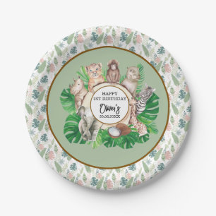Tropical Jungle Safari Animals Boy Baby Shower Paper Plates