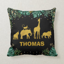 Tropical Jungle Safari Animals Boy Nursery Decor Throw Pillow