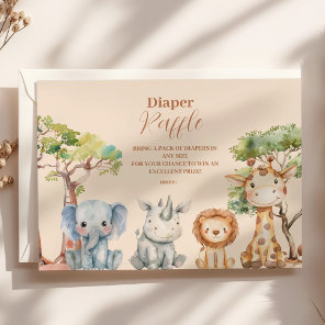 Tropical Jungle Safari Animals Boy  Raffle Diapper Enclosure Card