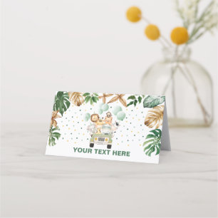 Tropical Jungle Safari Animals Food Label Place Card