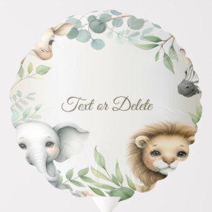 Tropical Jungle Safari Animals Green Leaves Party Balloon