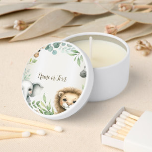 Tropical Jungle Safari Animals Green Leaves Party Mini Candle Favors
