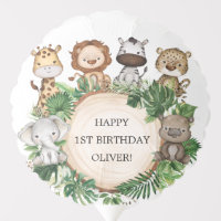 Tropical Jungle Safari Animals Happy Birthday Boy
