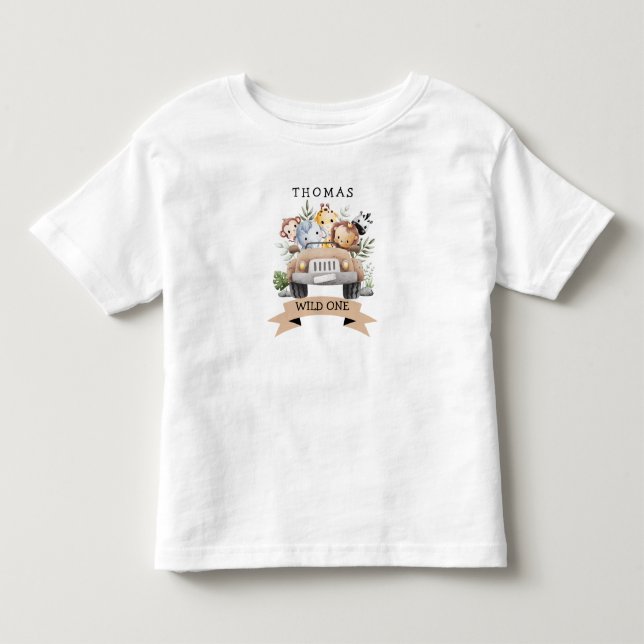 Tropical Jungle Safari Animals Party Toddler T-shirt (Front)