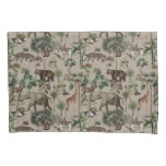Tropical Jungle Safari Animals Pattern  Pillow Case