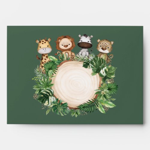 Tropical Jungle Safari Baby Animals Return Address Envelope