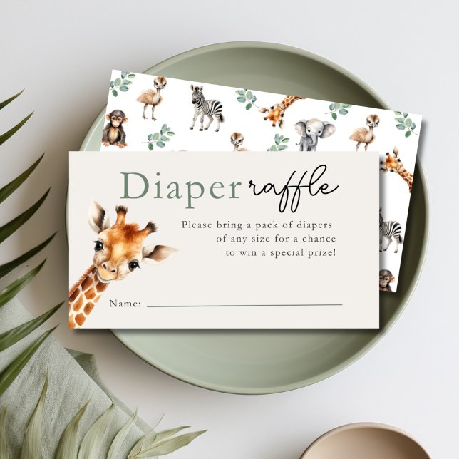 Tropical Jungle Safari Baby Shower Diaper Raffle  Enclosure Card (Tropical Jungle Safari Baby Shower Diaper Raffle Card)