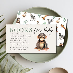 Tropical Jungle Safari Books for Baby Shower Enclosure Card