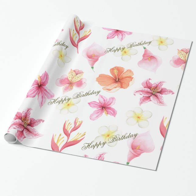 Tropical Jungle Safari First Birthday Wrapping Paper (Unrolled)