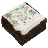 Tropical Jungle Safari Wild Animals Baby Shower Brownie (Angled)