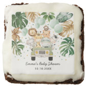 Tropical Jungle Safari Wild Animals Baby Shower Brownie (Front)