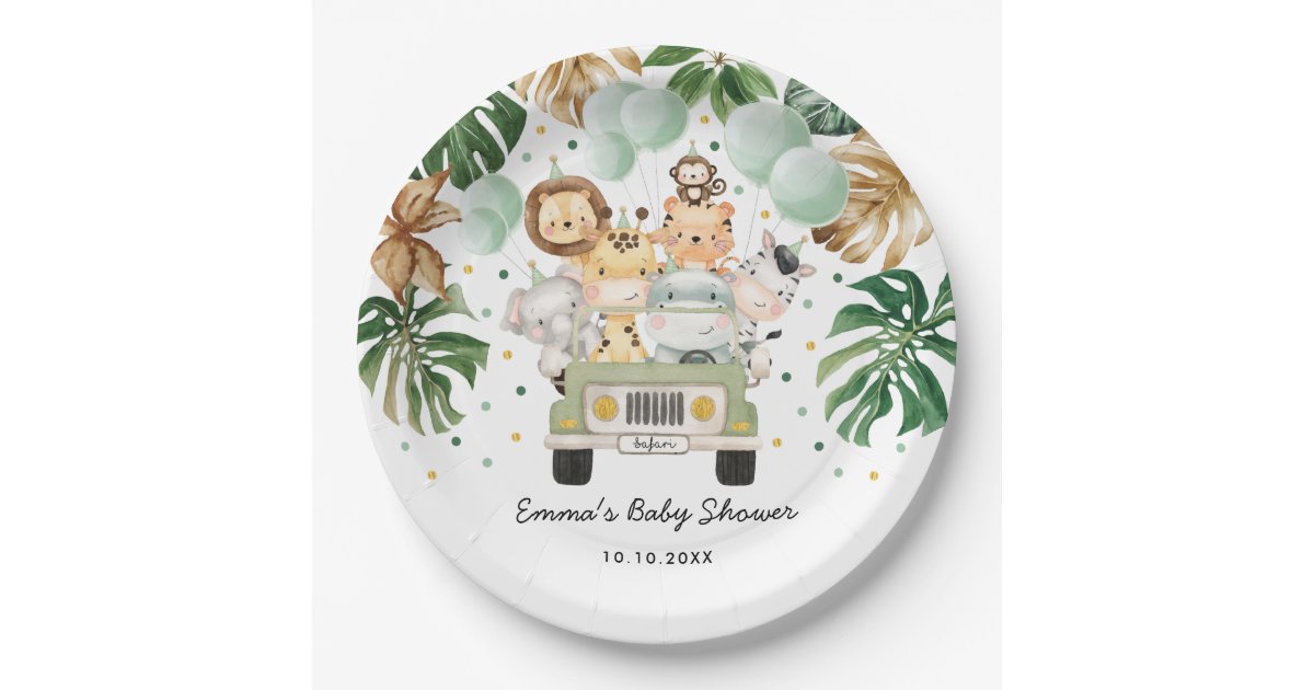 Tropical Jungle Safari Wild Animals Baby Shower Paper Plates Zazzle