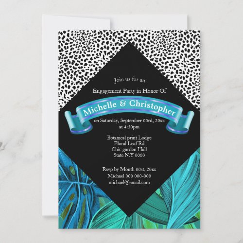 Tropical jungle summer animal print party invitation