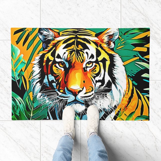 Tropical Jungle Tiger Gaze Design Doormat (Indoor)