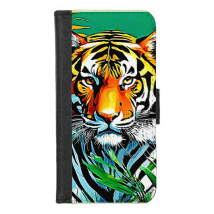 Tropical Jungle Tiger Gaze Design iPhone 8/7 Wallet Case