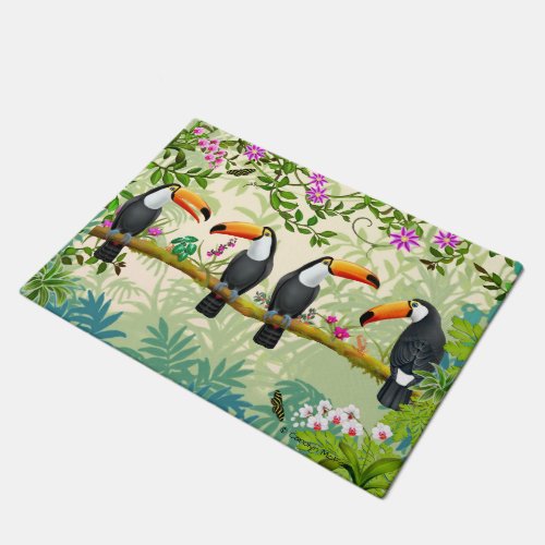 Tropical Jungle Toucan Birds Doormat