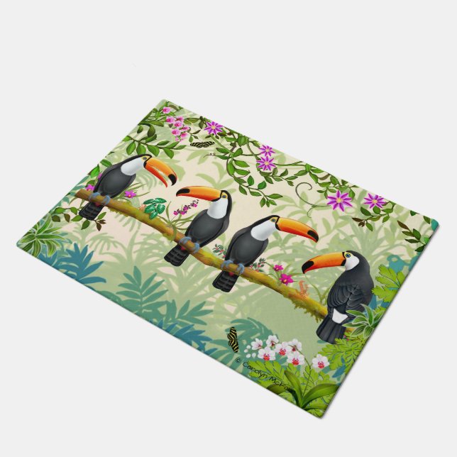 Tropical Jungle Toucan Birds Doormat (Angled)