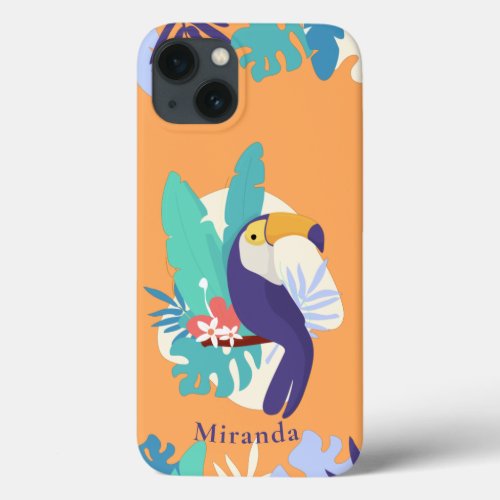 Tropical Jungle Toucan Illustration iPhone 13 Case