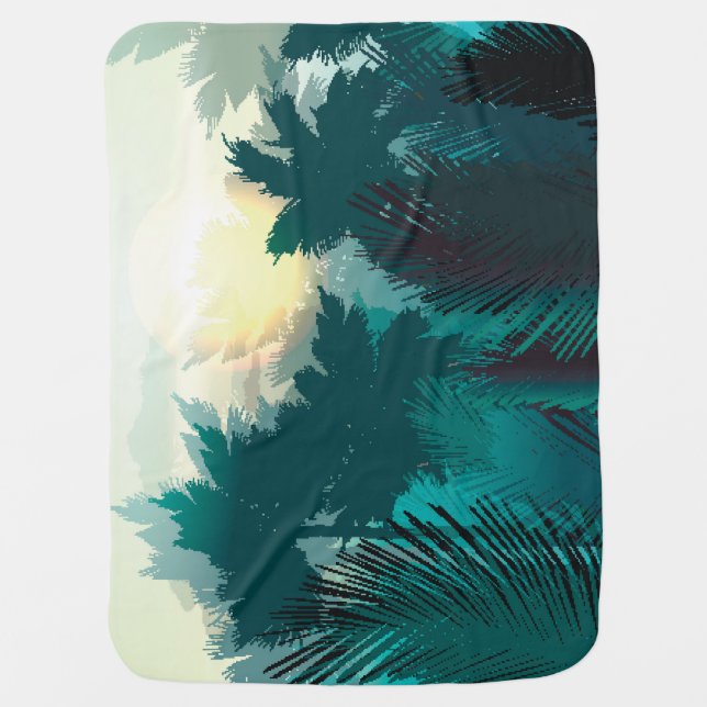 Tropical Jungle: Vintage Morning Landscape. Baby Blanket (Front)